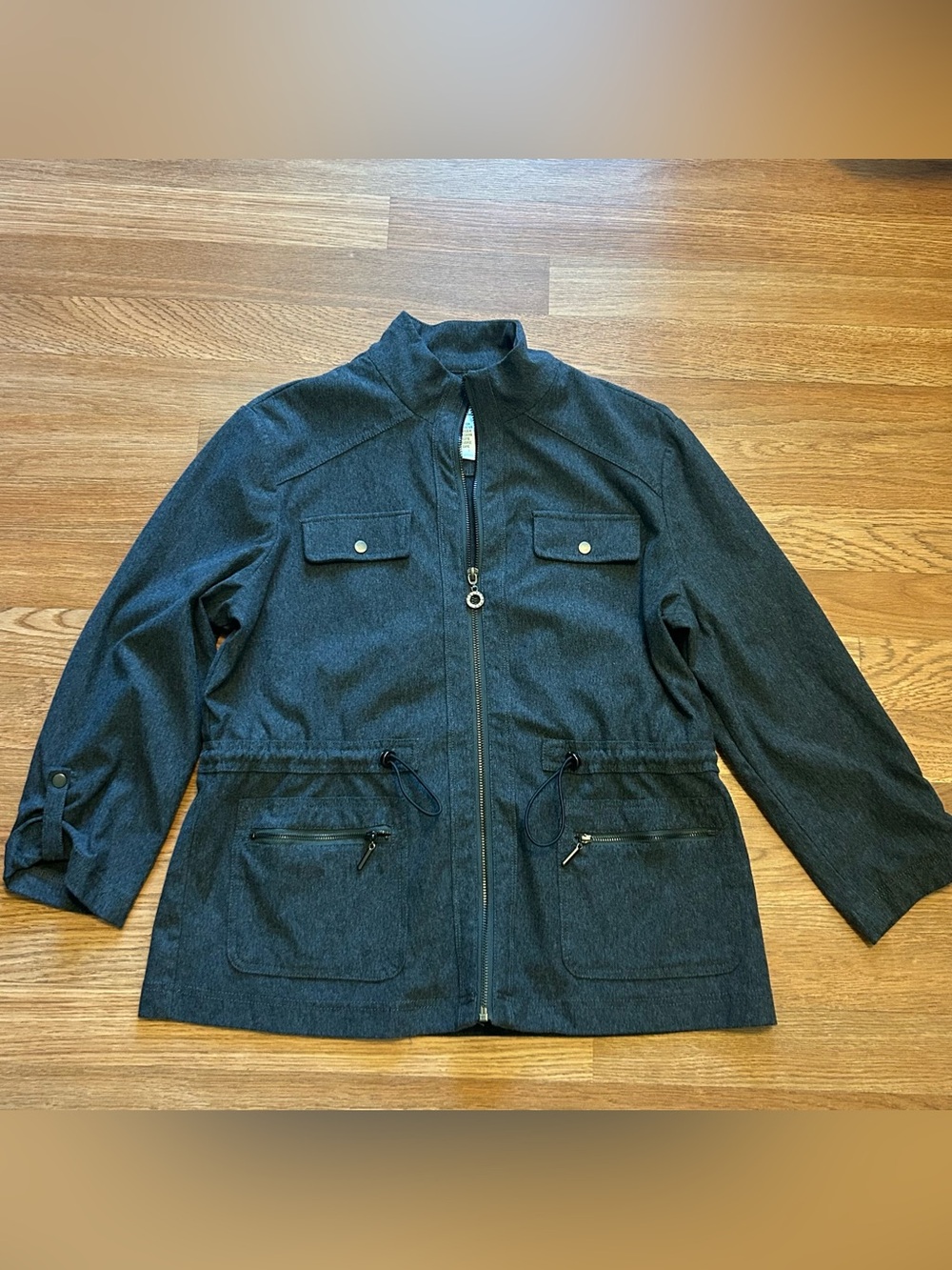 Grunge Y2K utility jacket dark gray petite medium
